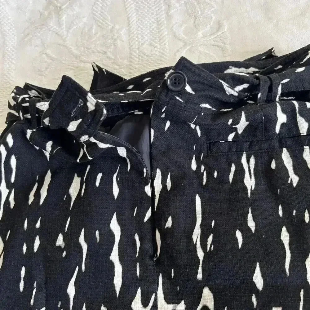 Black & White Cotton Knee Length Straight Skirt Lined Pockets East 5th Size10